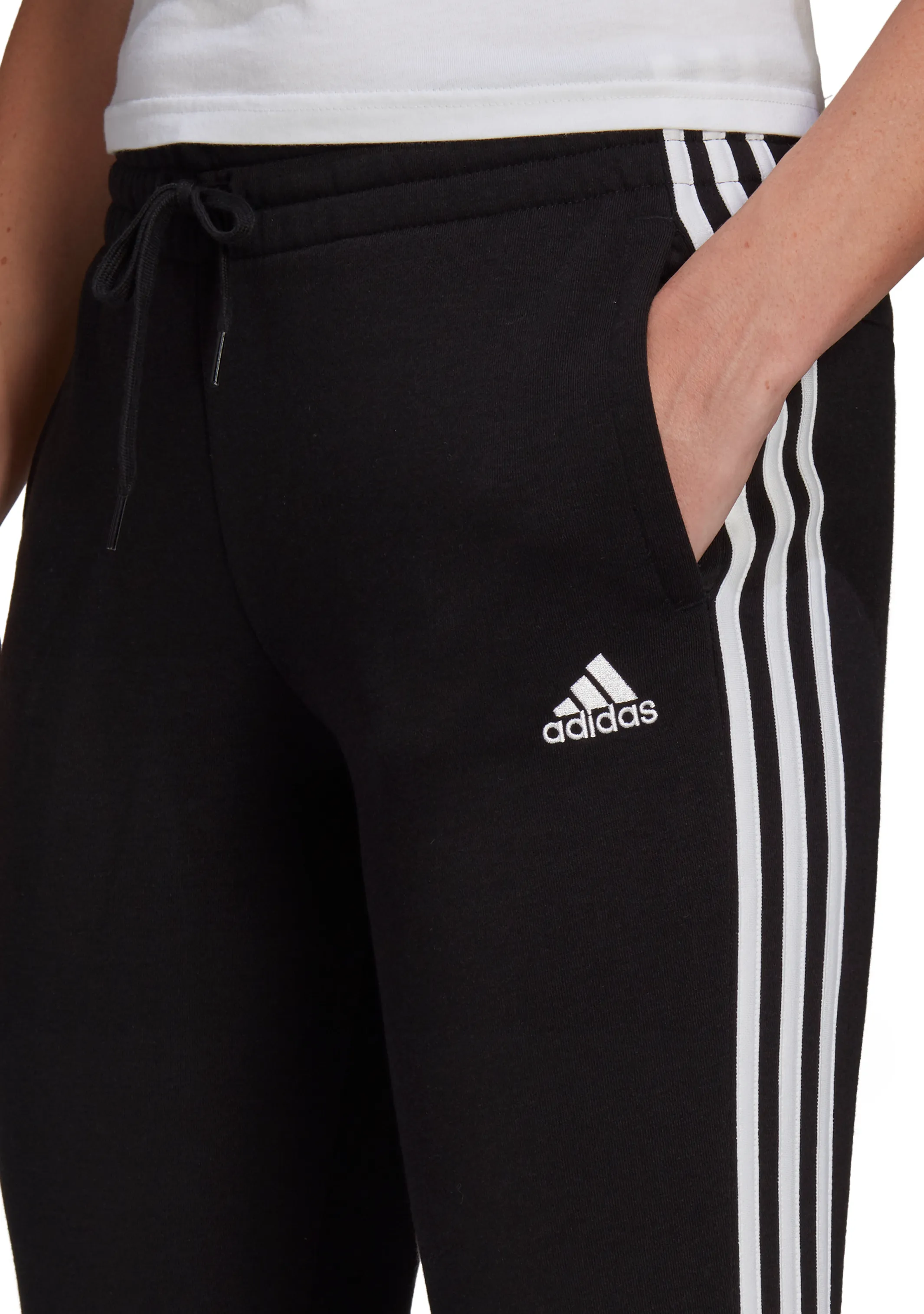 Adidas Womens Essential Fleece 3 Stripe Pants <br> GM5551