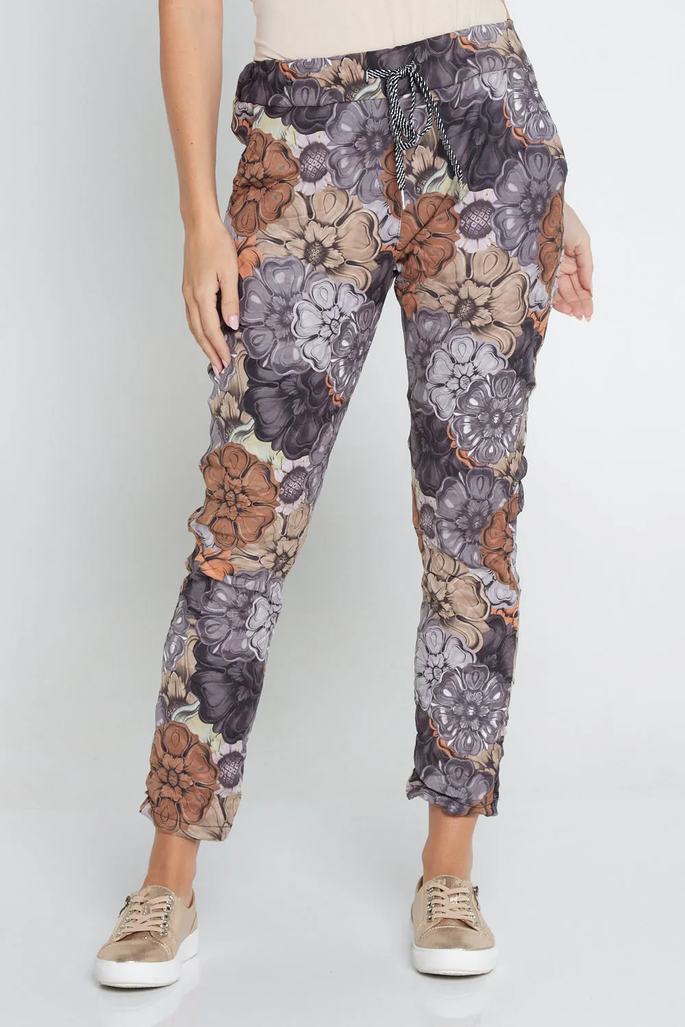 Alina Pants - Grey/Brown Floral