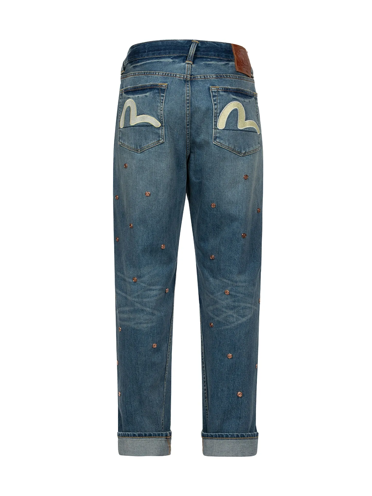 Allover Rivets and Seagull Applique 3D Regular Fit Jeans