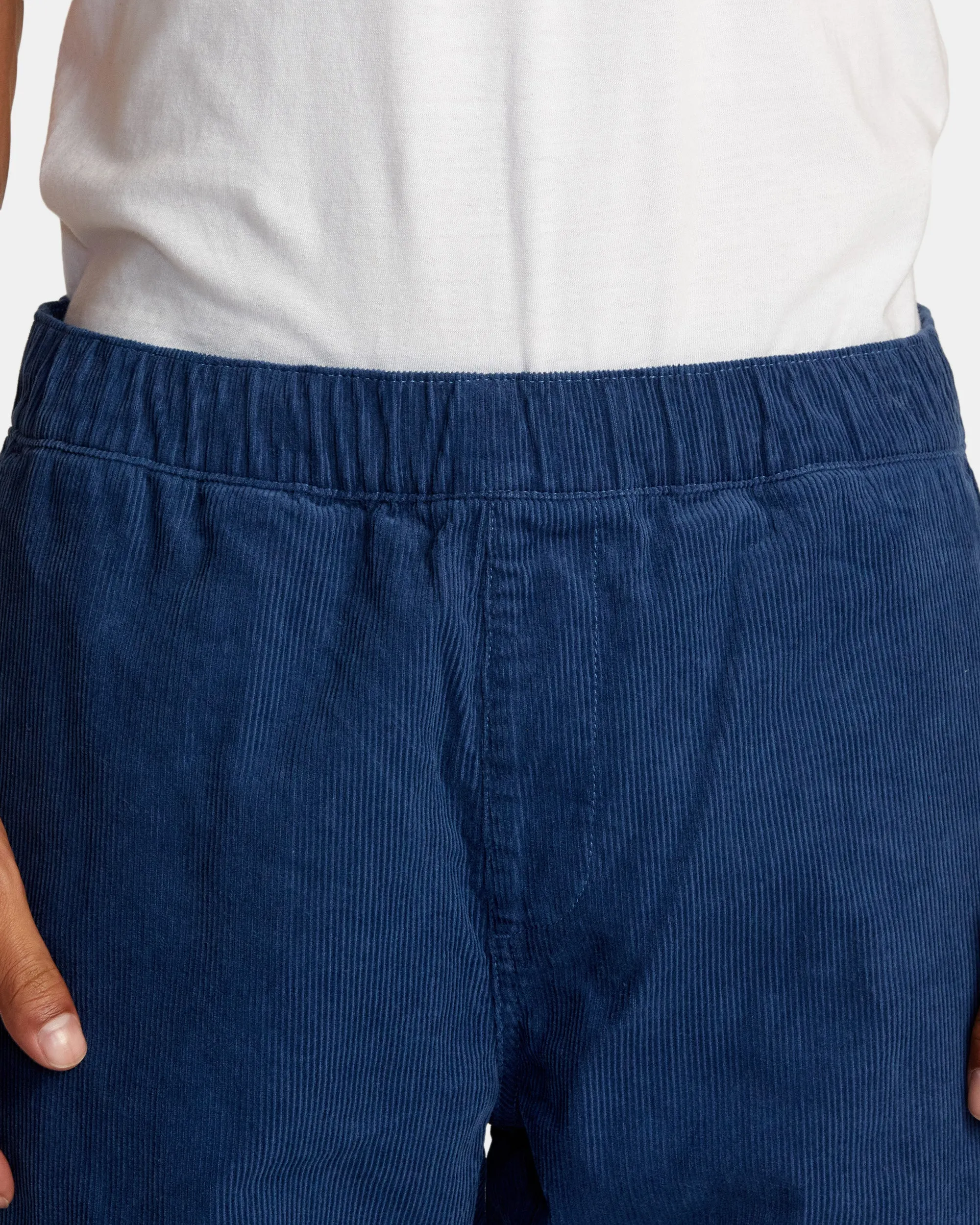 Americana Elastic Waist Cord Pants - Dark Denim