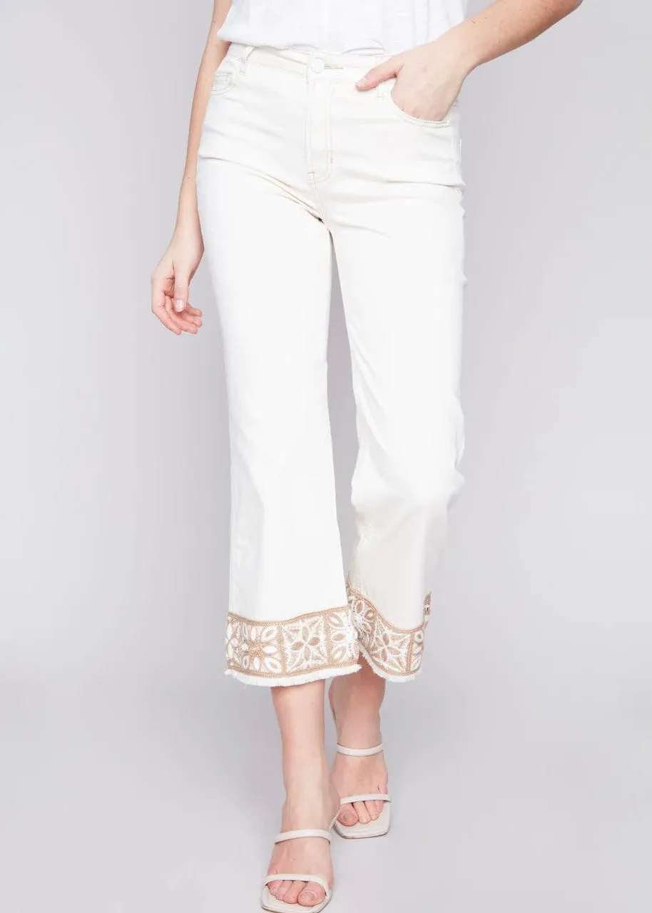 Ankle Stretch Twill Pant with Crochet by Charlie B