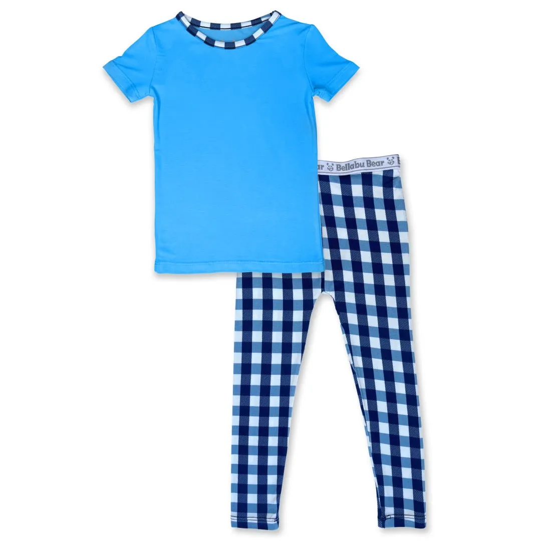 Bellabu Bear 2 piece Short Sleeve w/ Pants PJ Set - Gingham