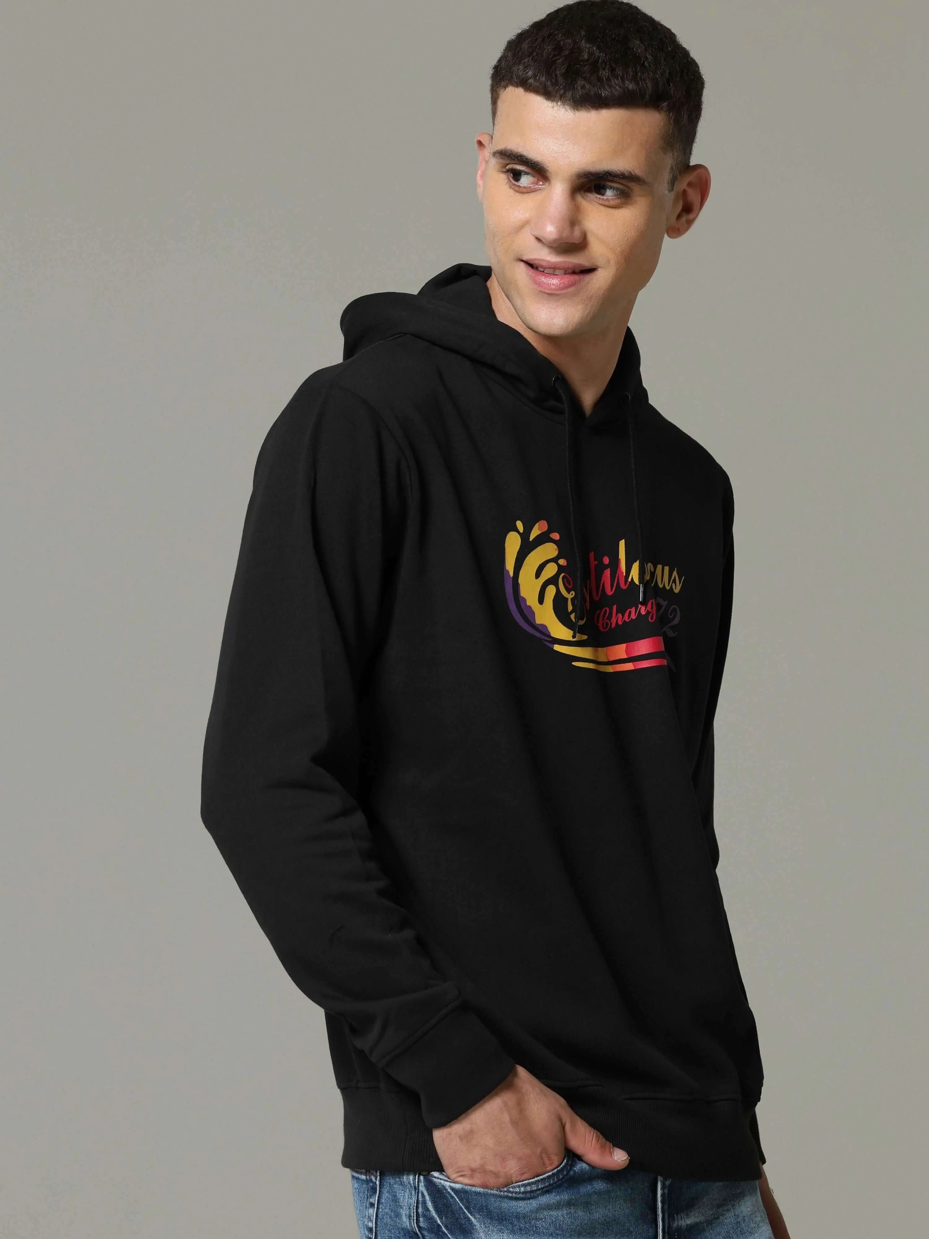 Black Hooded Neck With Drawstring