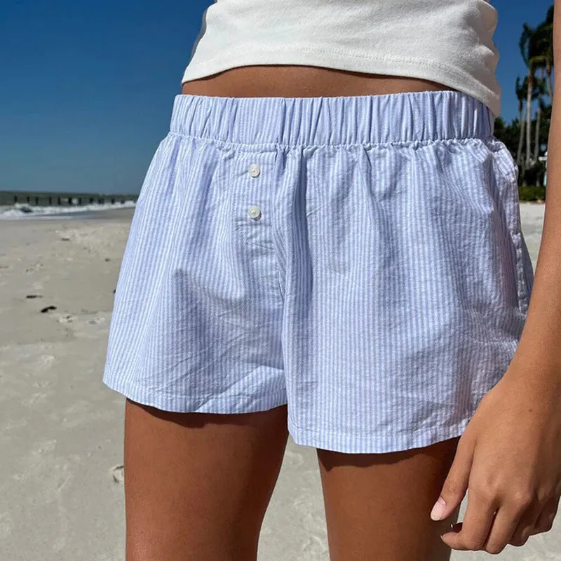 Casual Loose Striped Contrast Color Shorts