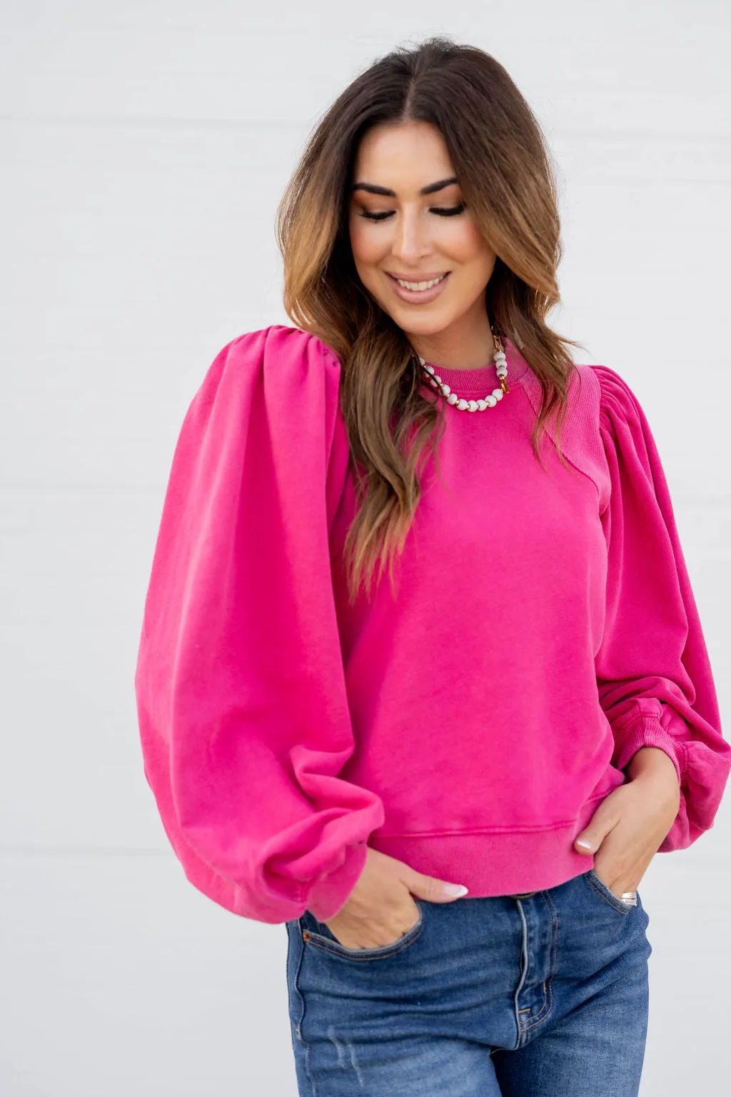 Corded Accents Relaxed Sleeve Sweatshirt