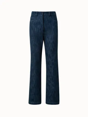 Cotton Denim Straight Leg Pants