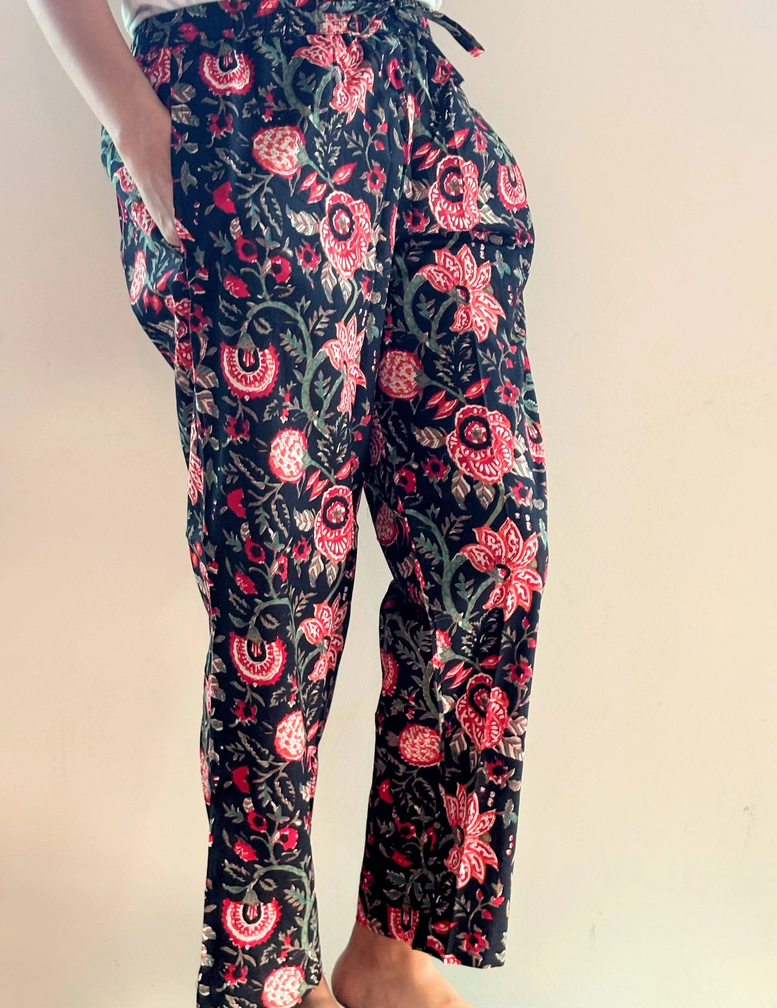 Cotton Pajama Pants Women - Fire Petals