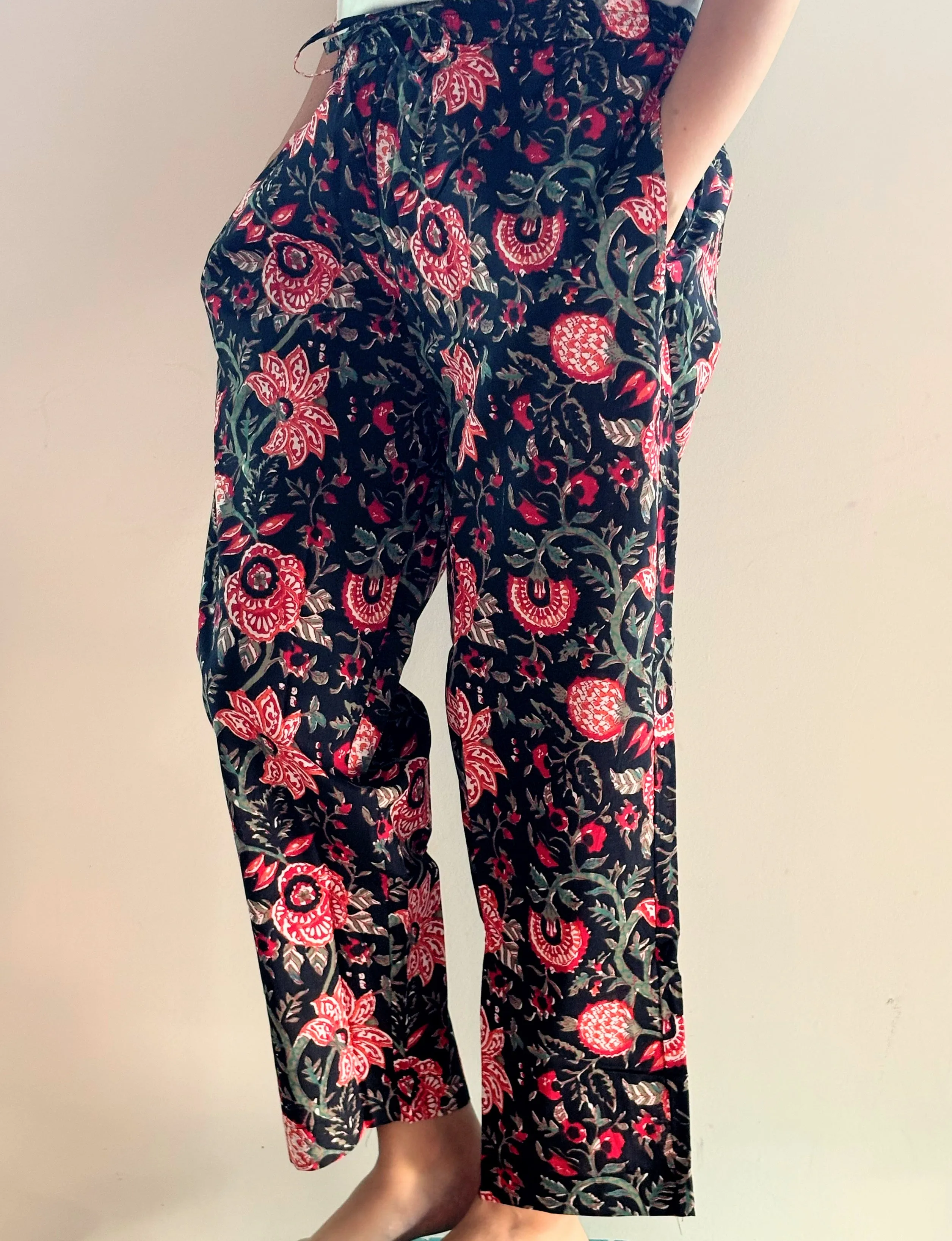 Cotton Pajama Pants Women - Fire Petals