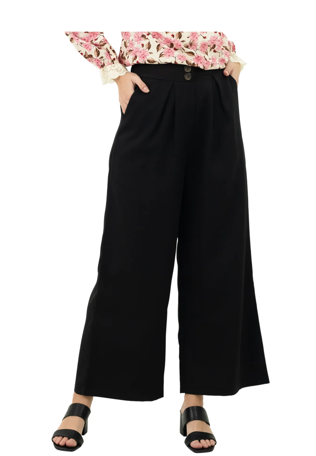 DAISY By VOIR Buttoned Pleated Flare Pants