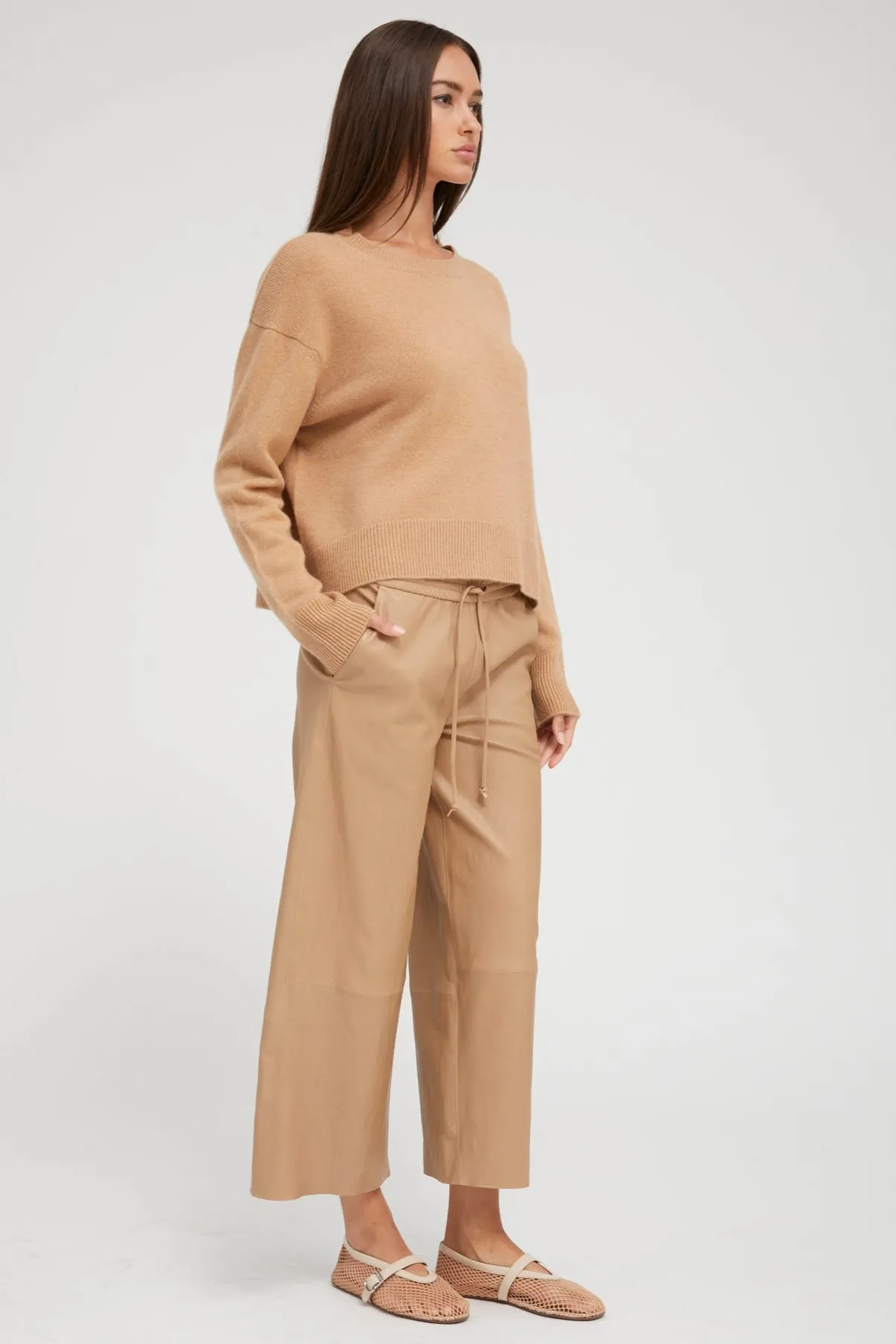 Desert Leather Cropped Baggy Pants