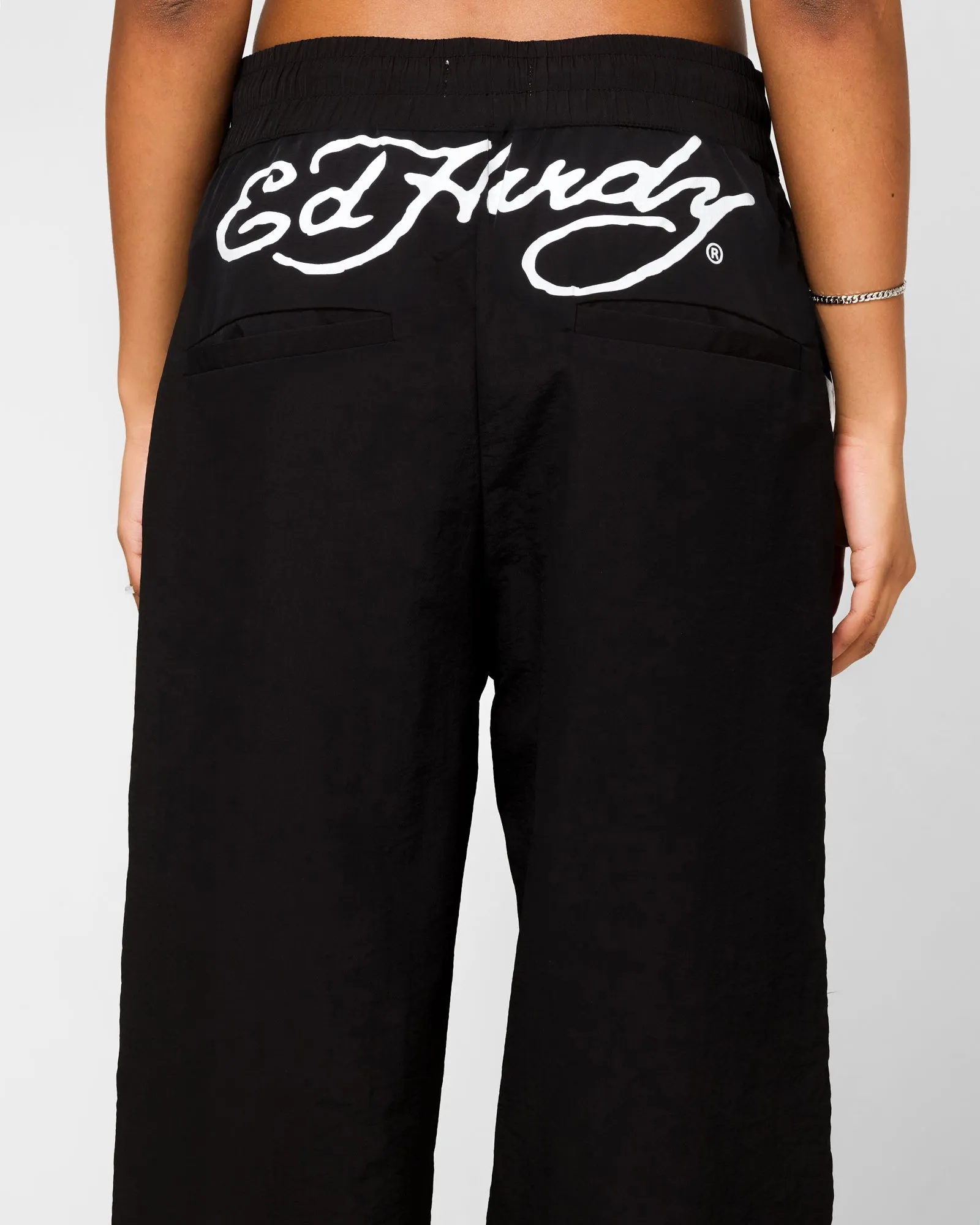 Ed Hardy Women's Nylon Sports Pant Black/White