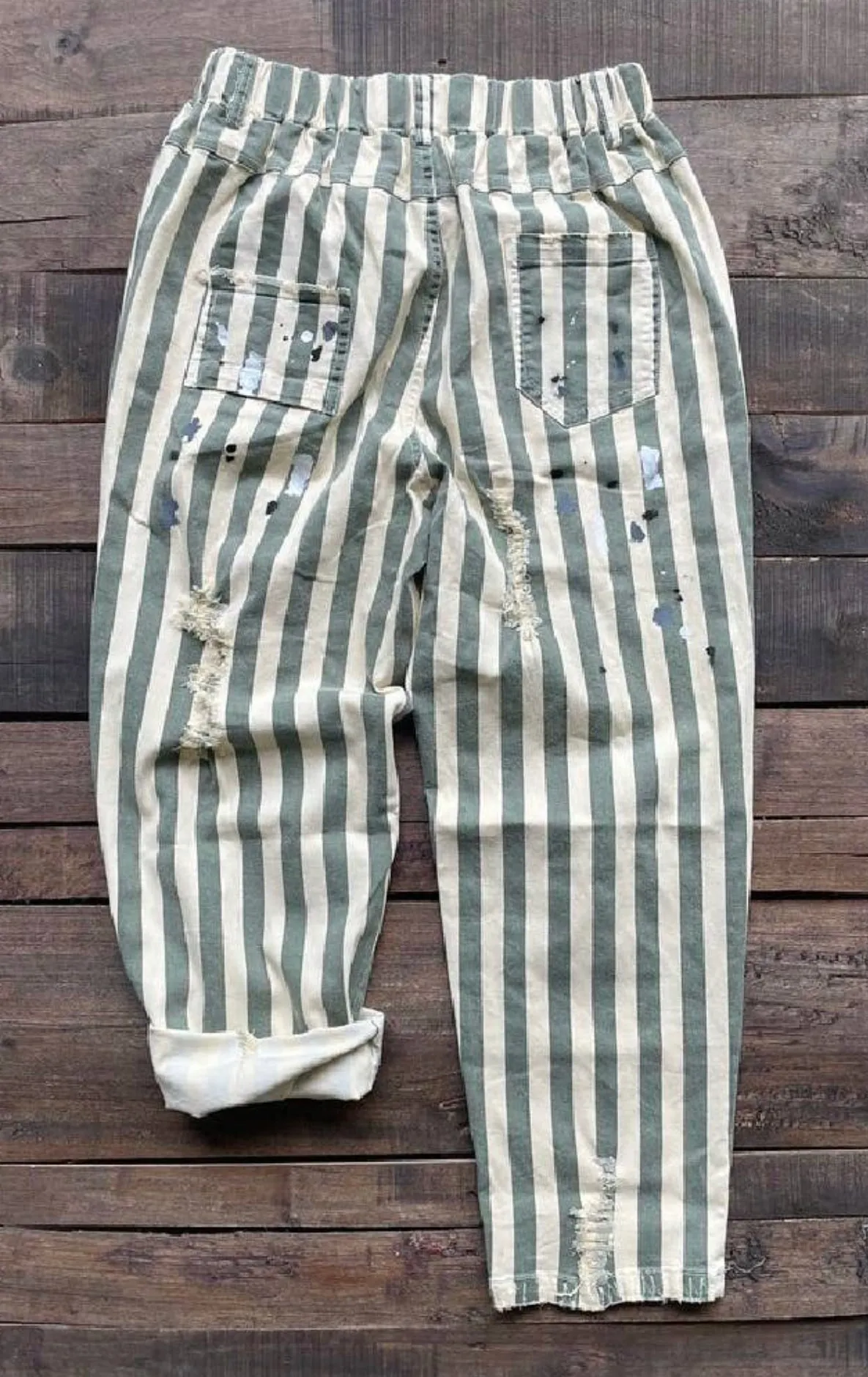 Endless Journey Olive Stripe Jeans