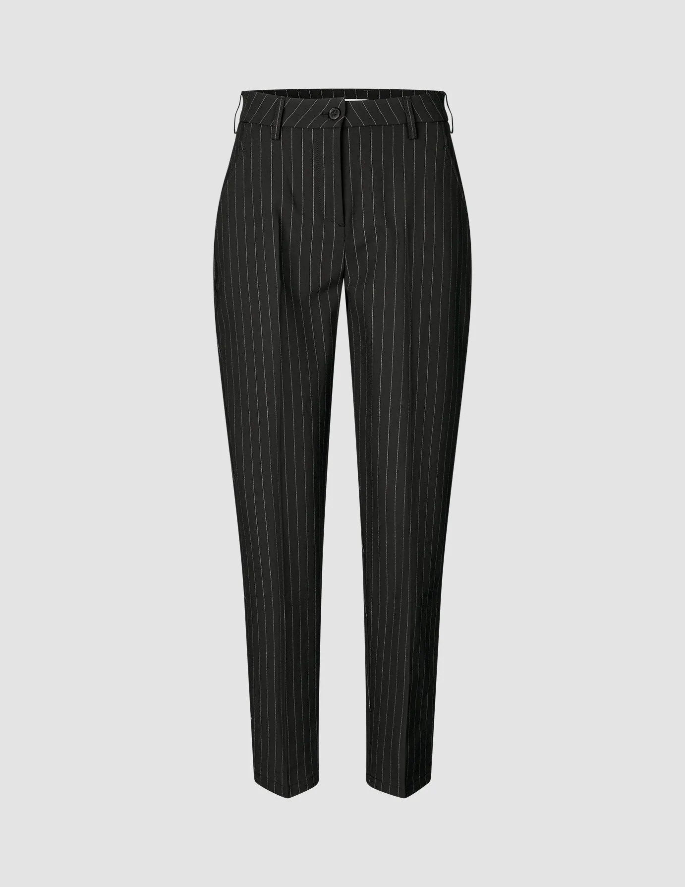 Essential Pants Tapered Black Silver Pinstripe