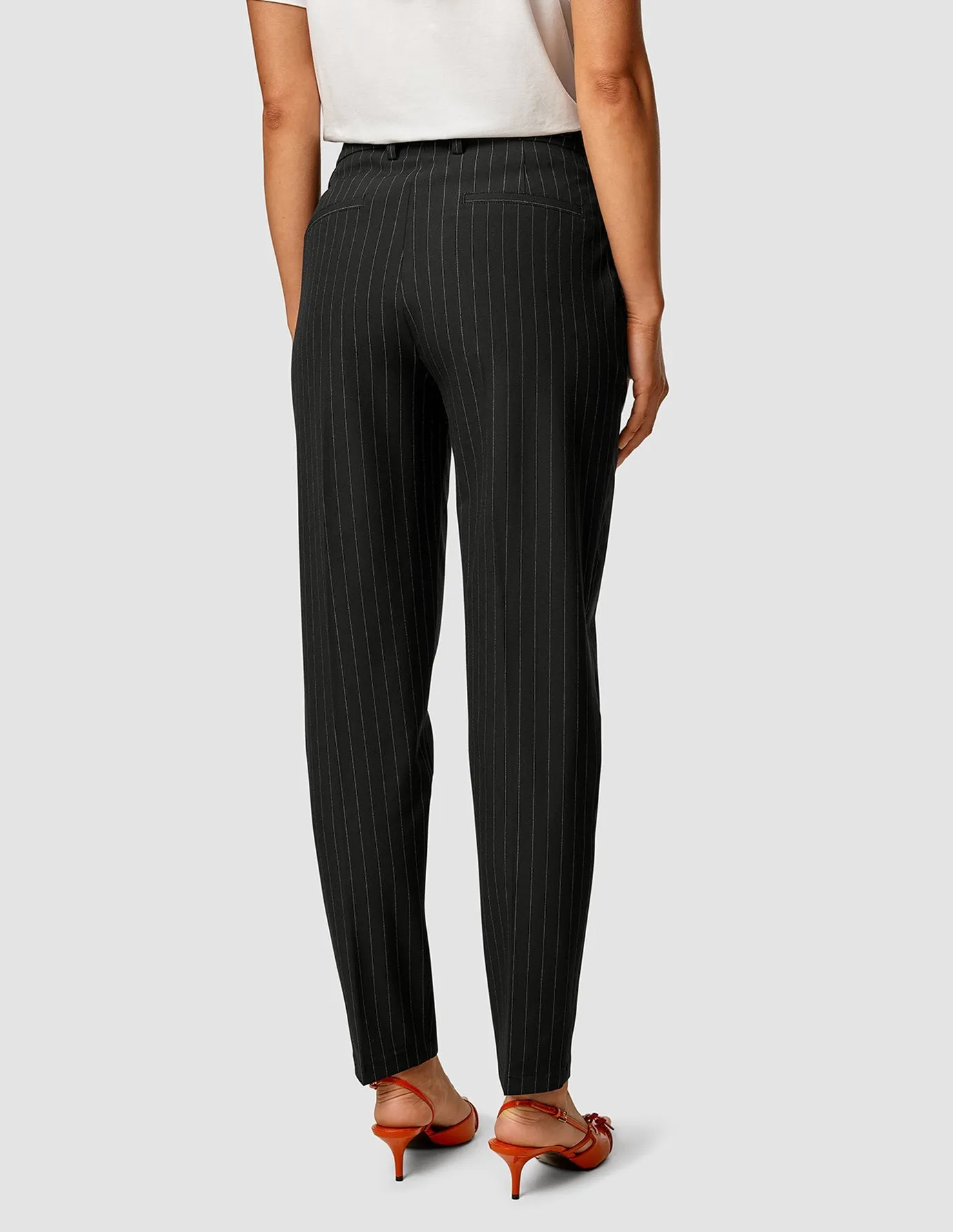 Essential Pants Tapered Black Silver Pinstripe