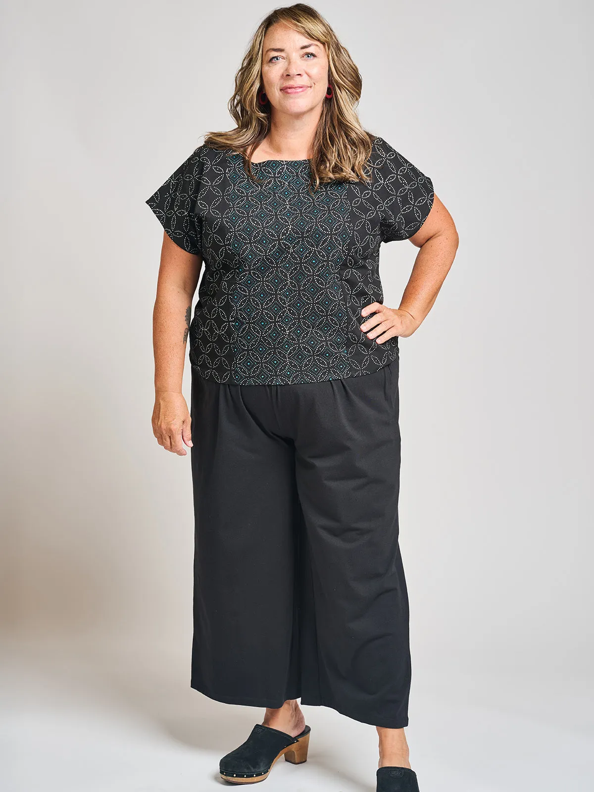 Fae Wide Leg Plus Size Pant - Black Jersey