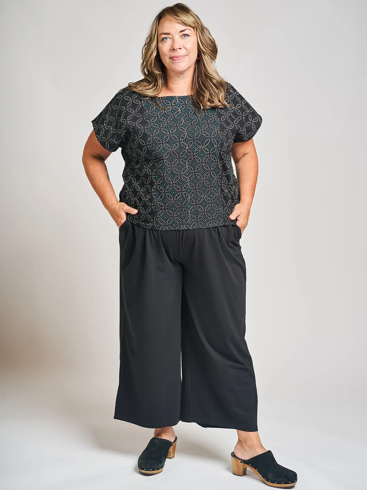 Fae Wide Leg Plus Size Pant - Black Jersey