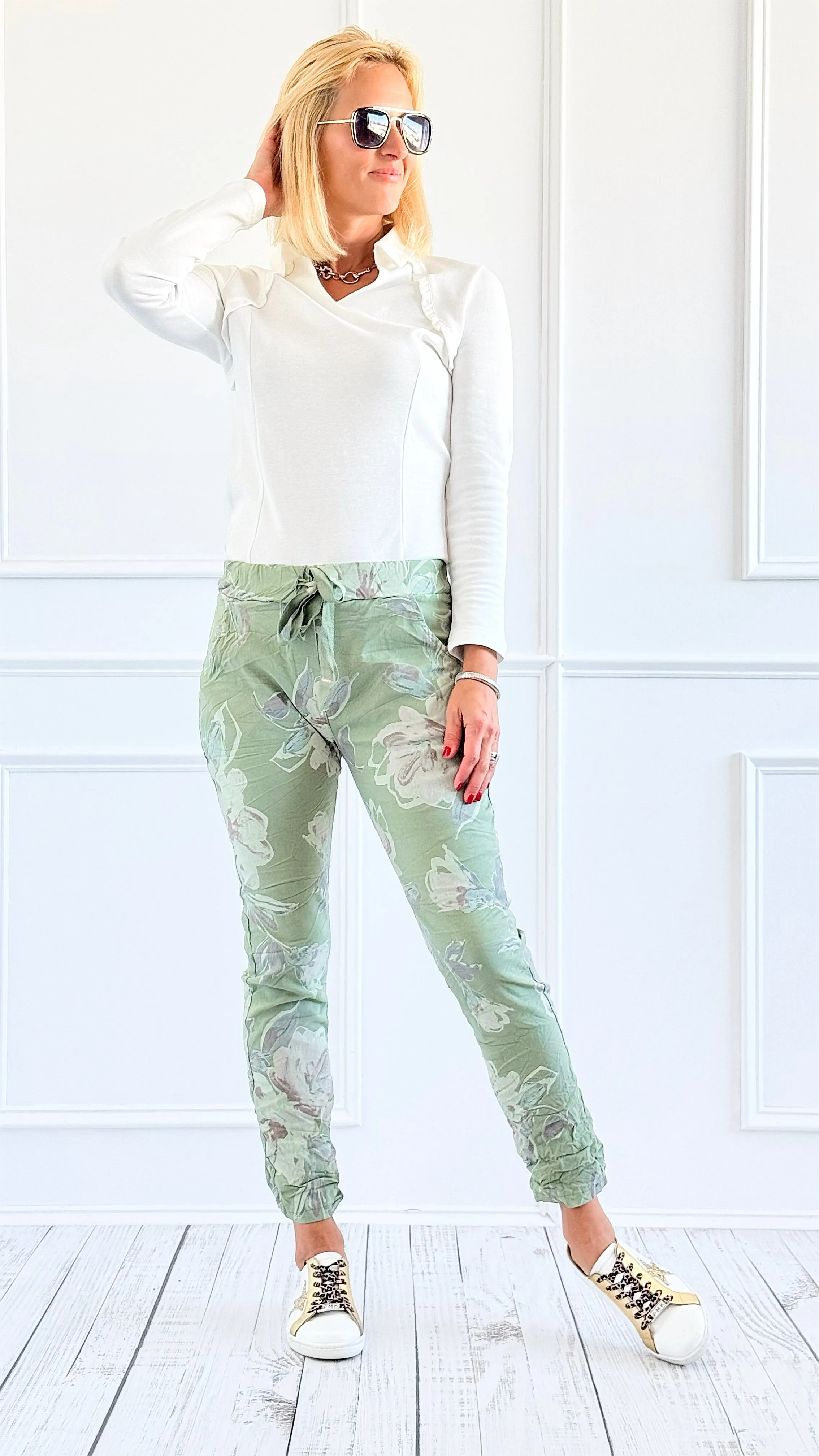 Floral Haven Relaxed Italian Joggers