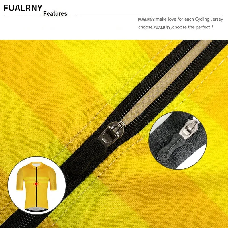 FUALRNY Cycling Jersey Set Summer Short Sleeve Breathable Yellow MTB Bike Cycling Clothing Maillot Ropa Ciclismo Uniform Suit