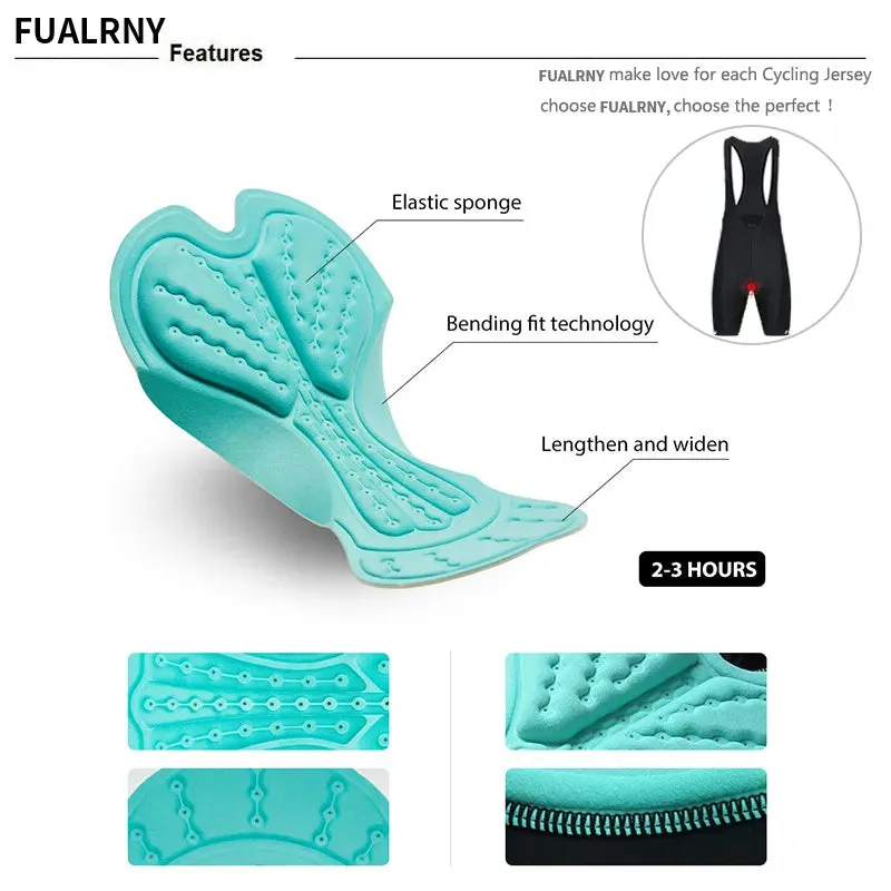 FUALRNY Team Men Cycling Bib Shorts Black Pad Mountain Bike Shorts High End Outdoor Breathable Bike Cycling Shorts Bicycle wear