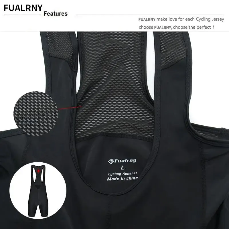 FUALRNY Team Men Cycling Bib Shorts Black Pad Mountain Bike Shorts High End Outdoor Breathable Bike Cycling Shorts Bicycle wear