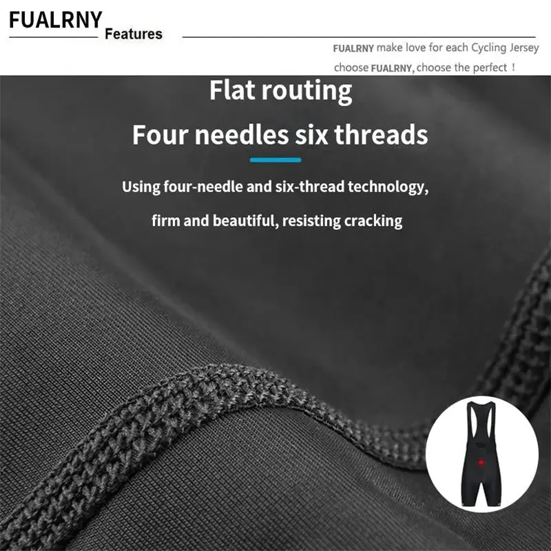 FUALRNY Team Men Cycling Bib Shorts Black Pad Mountain Bike Shorts High End Outdoor Breathable Bike Cycling Shorts Bicycle wear