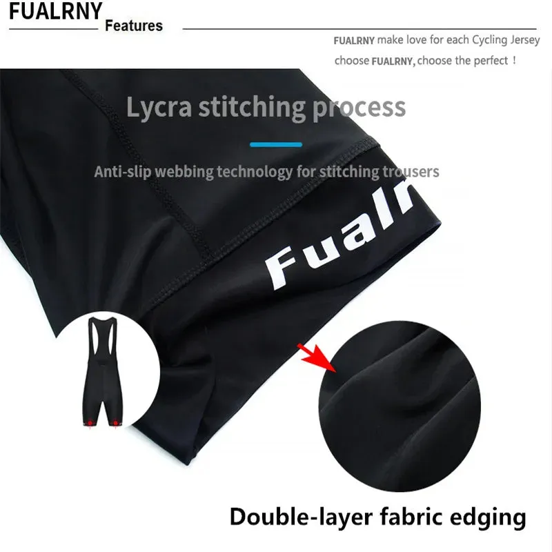 FUALRNY Team Men Cycling Bib Shorts Black Pad Mountain Bike Shorts High End Outdoor Breathable Bike Cycling Shorts Bicycle wear