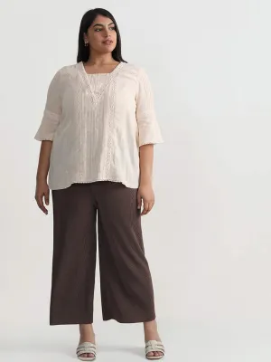 Gia Plain Brown Pleated Capri