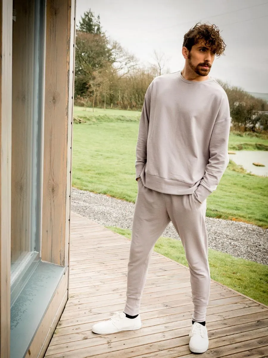 Grey Tencel Loungewear Joggers with Fleece Lining