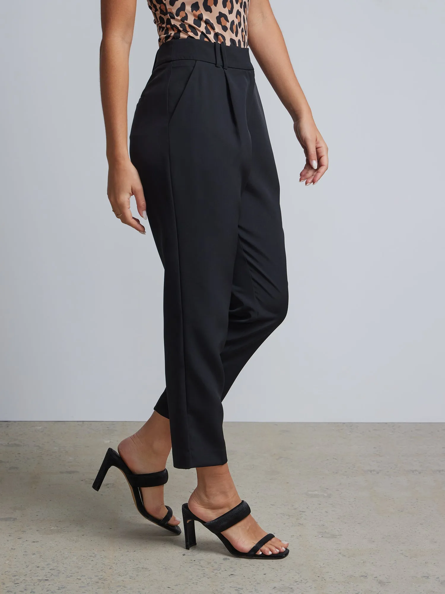 High-Waisted Tapered Leg Ankle Pant