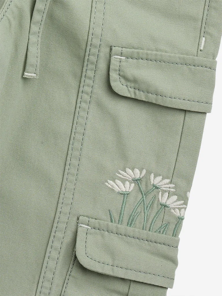 HOP Kids Sage Floral Mid-Rise Denim Joggers