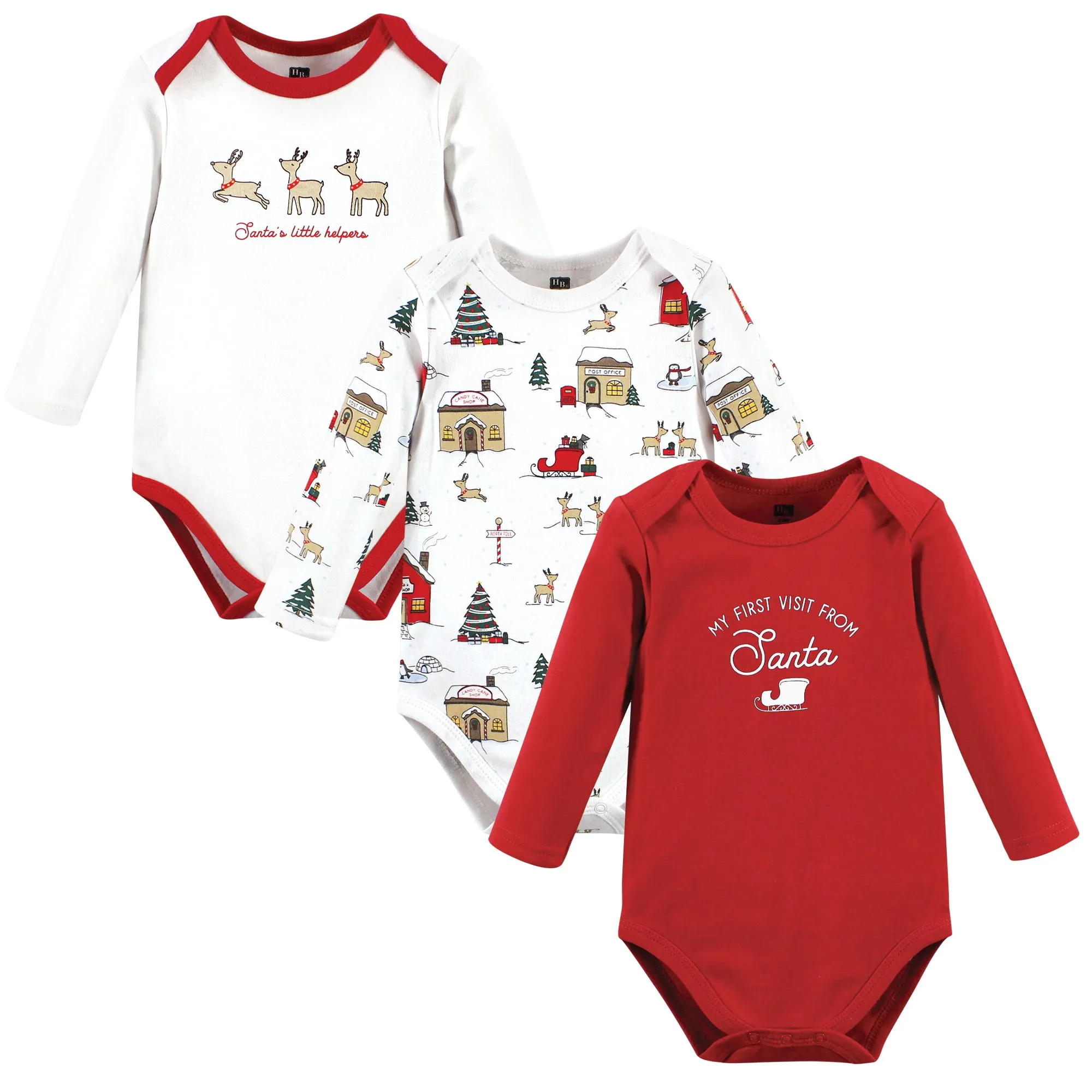 Hudson Baby Cotton Long-Sleeve Bodysuits, North Pole