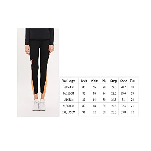 Kelme Women Running Tight Trousers, Fitness,Yoga Pants (Black/Orange)- CK60132001