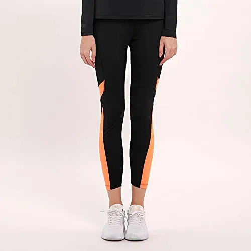 Kelme Women Running Tight Trousers, Fitness,Yoga Pants (Black/Orange)- CK60132001