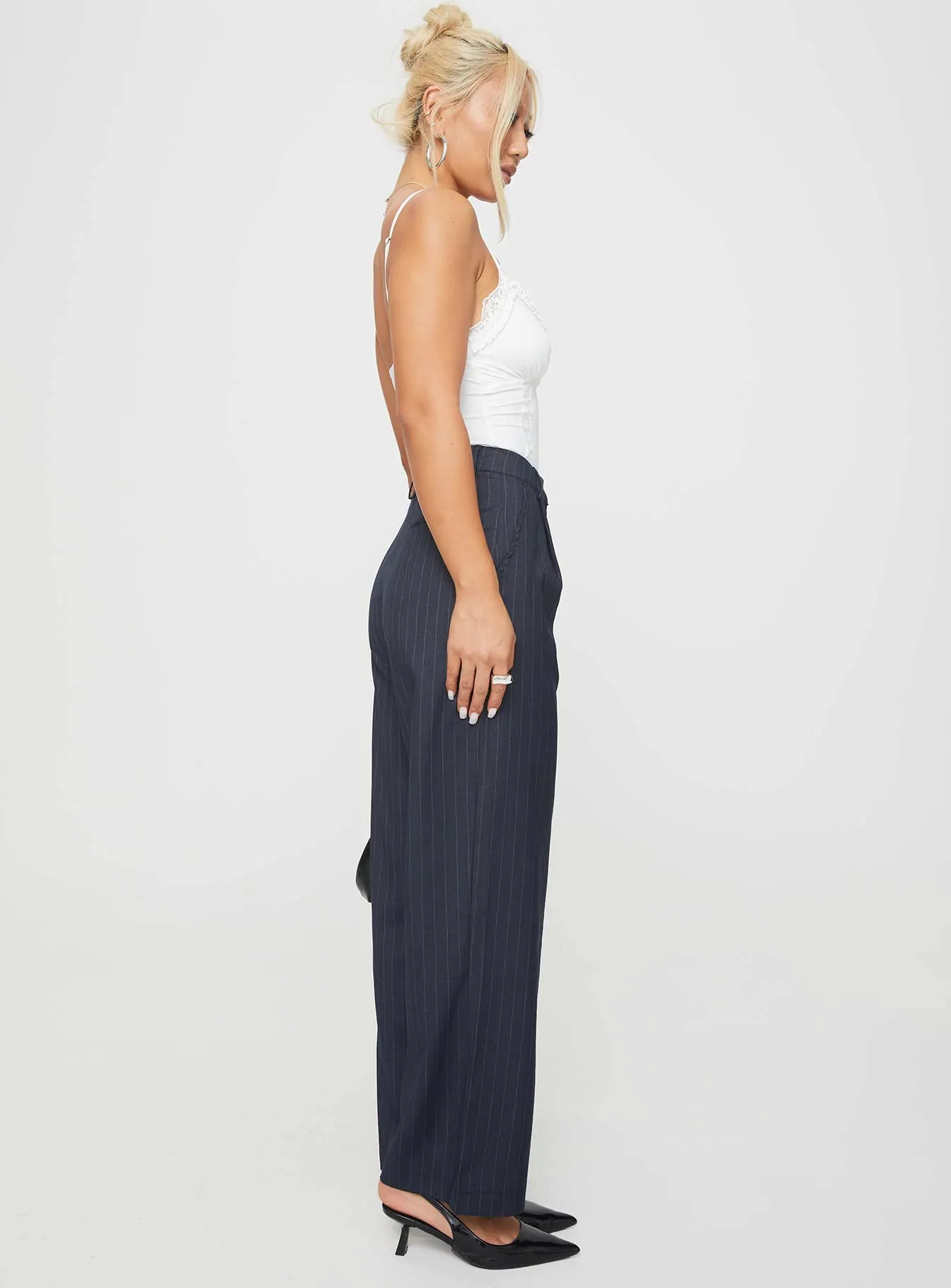 Leaben Pants Navy Pinstripe