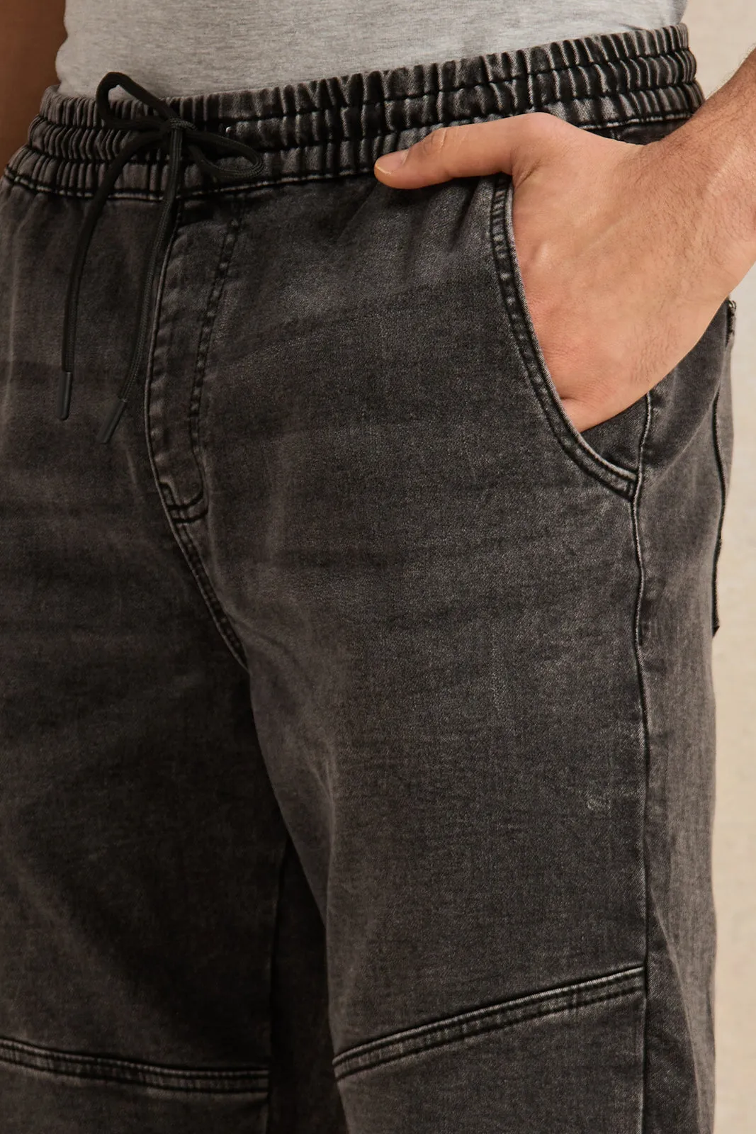 Men Black Denim Joggers