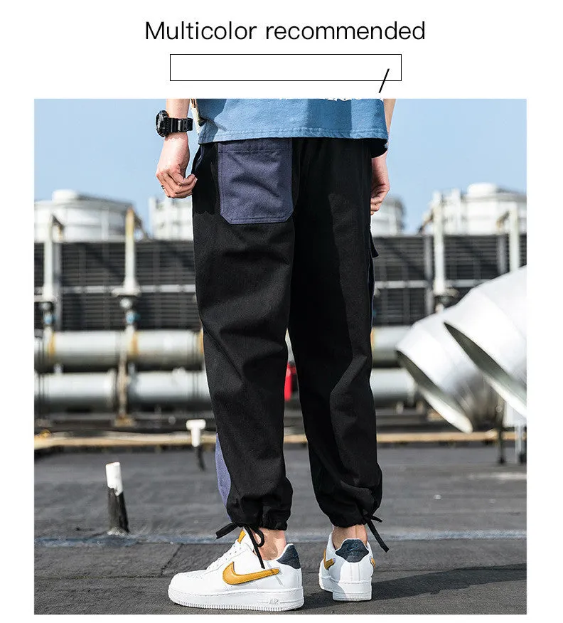 Men's Cargo Pants Male Patchwork Casual Pants