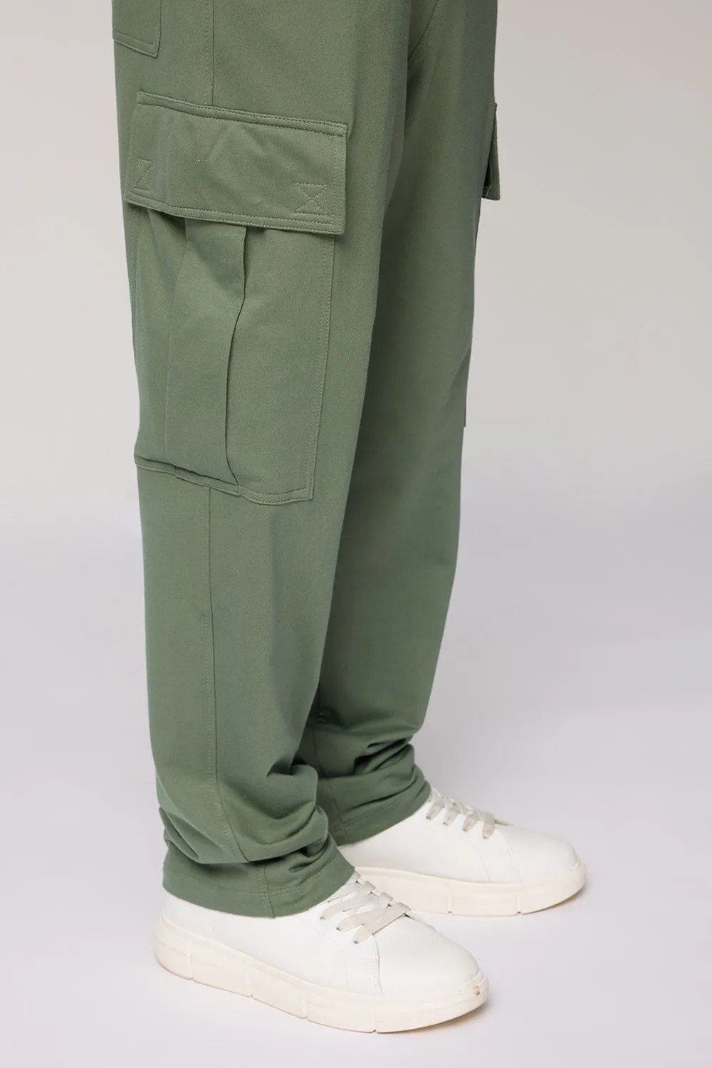 Men's Relaxed Sage Green Knit Cargo Joggers