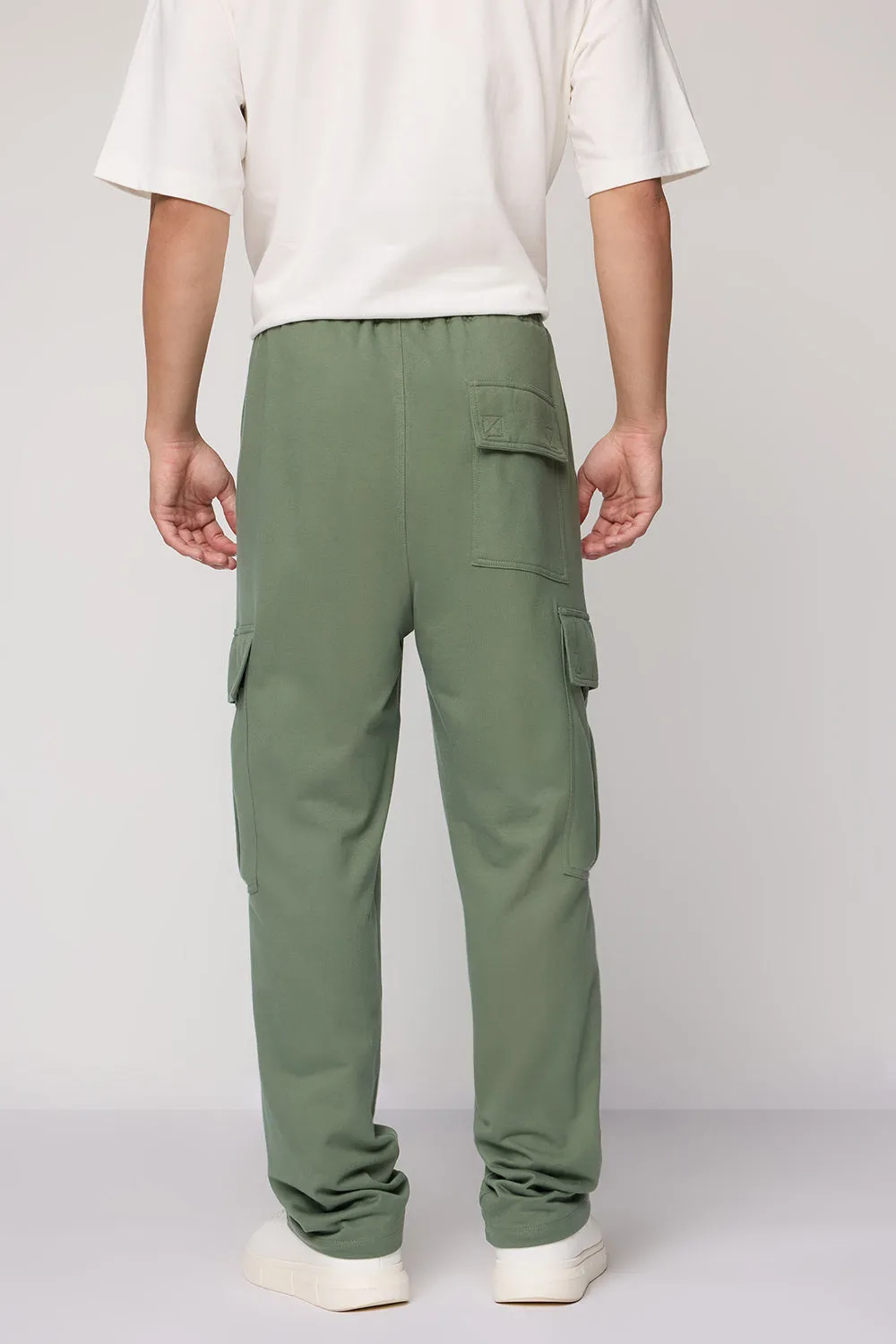 Men's Relaxed Sage Green Knit Cargo Joggers