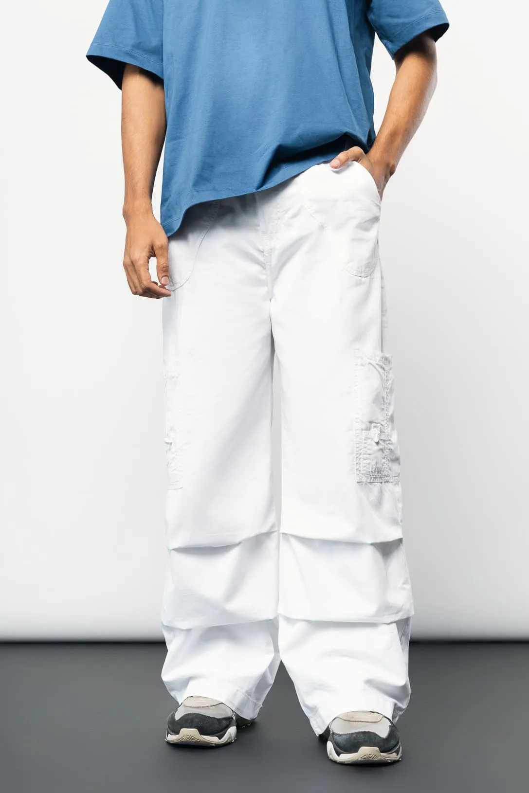 Men's White Parachute Pants