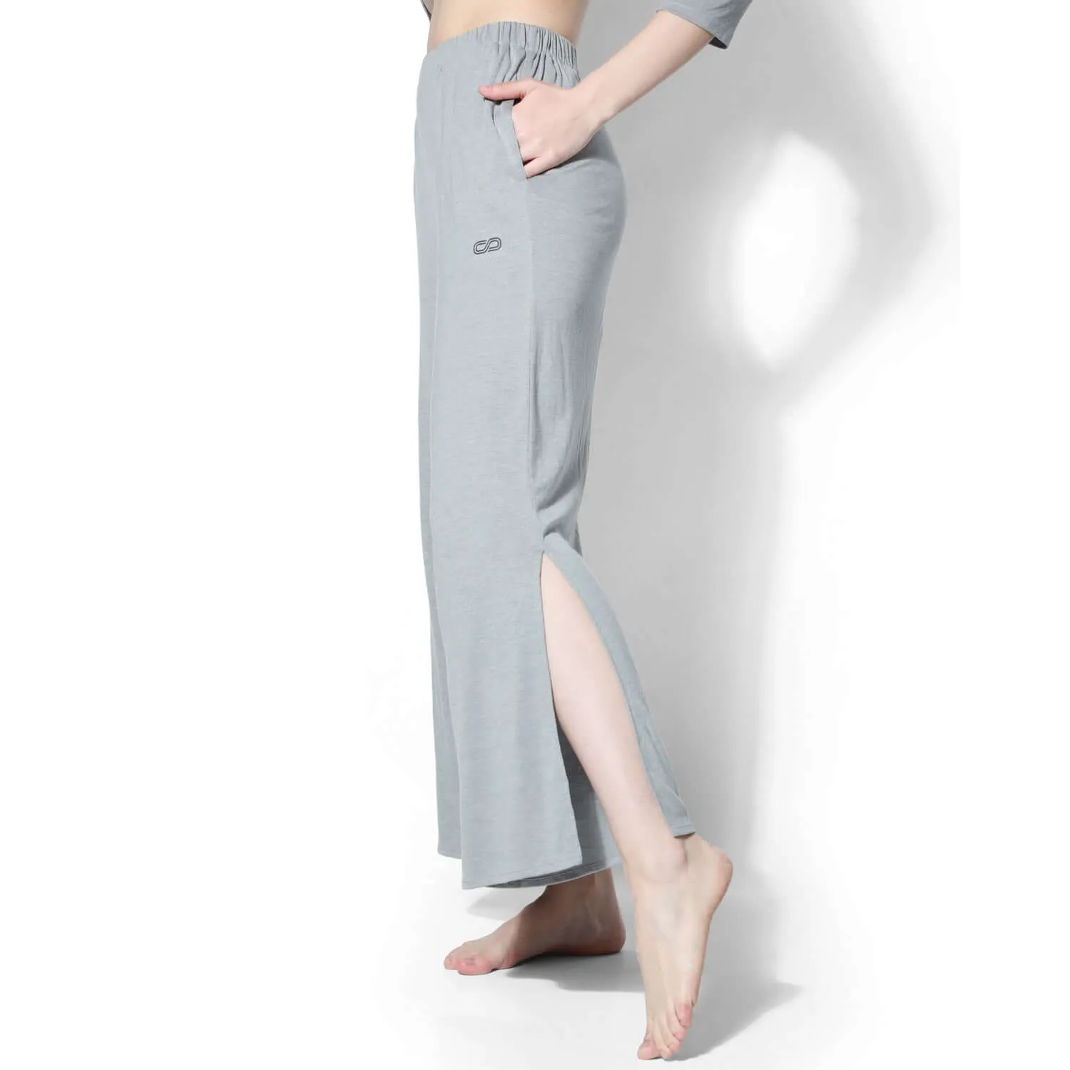 Modal Lounge Pants With Slit Grey Melange