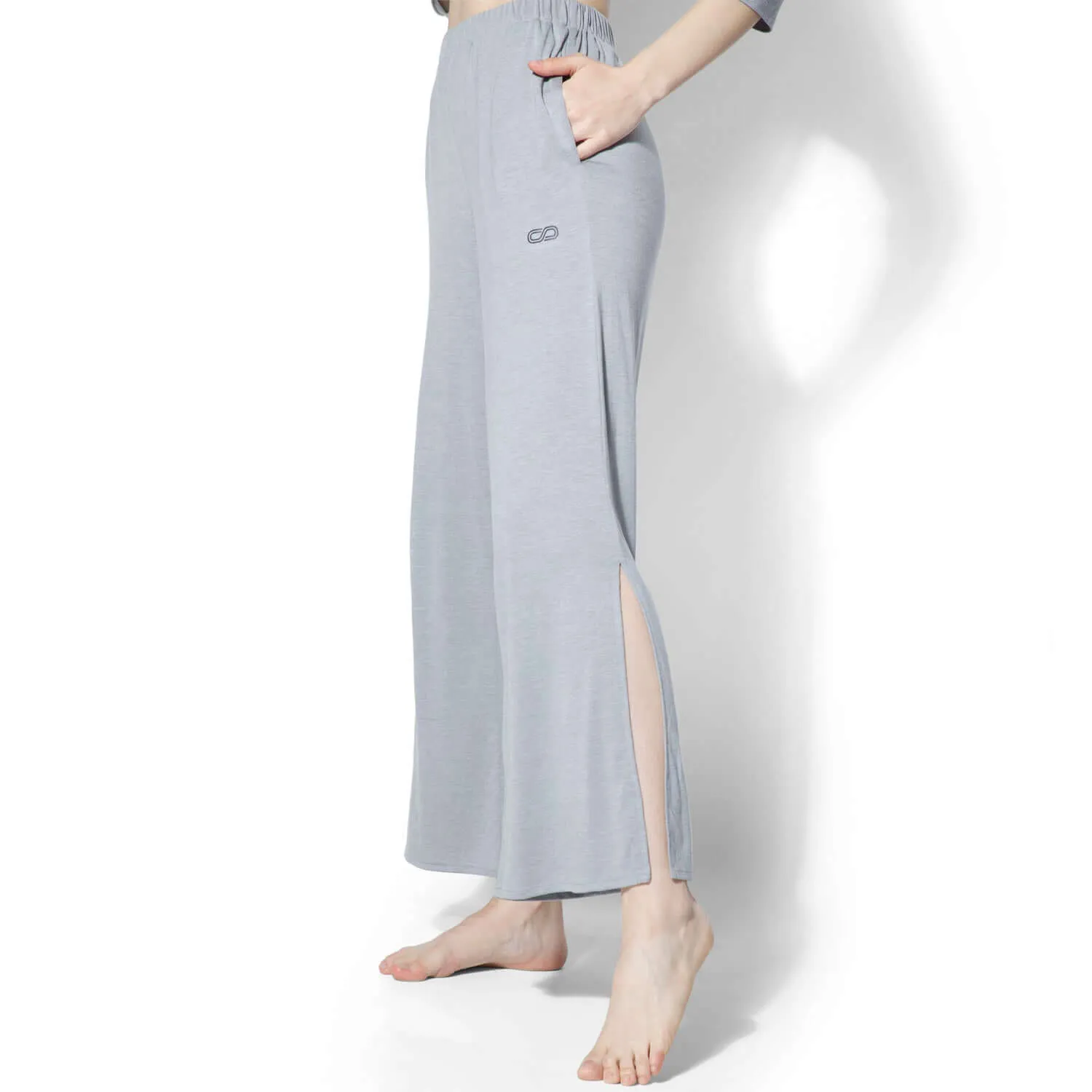 Modal Lounge Pants With Slit Grey Melange