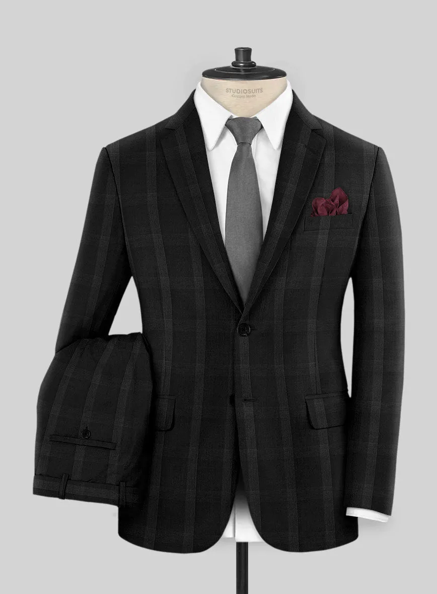 Napolean Artistic Black Check Wool Suit