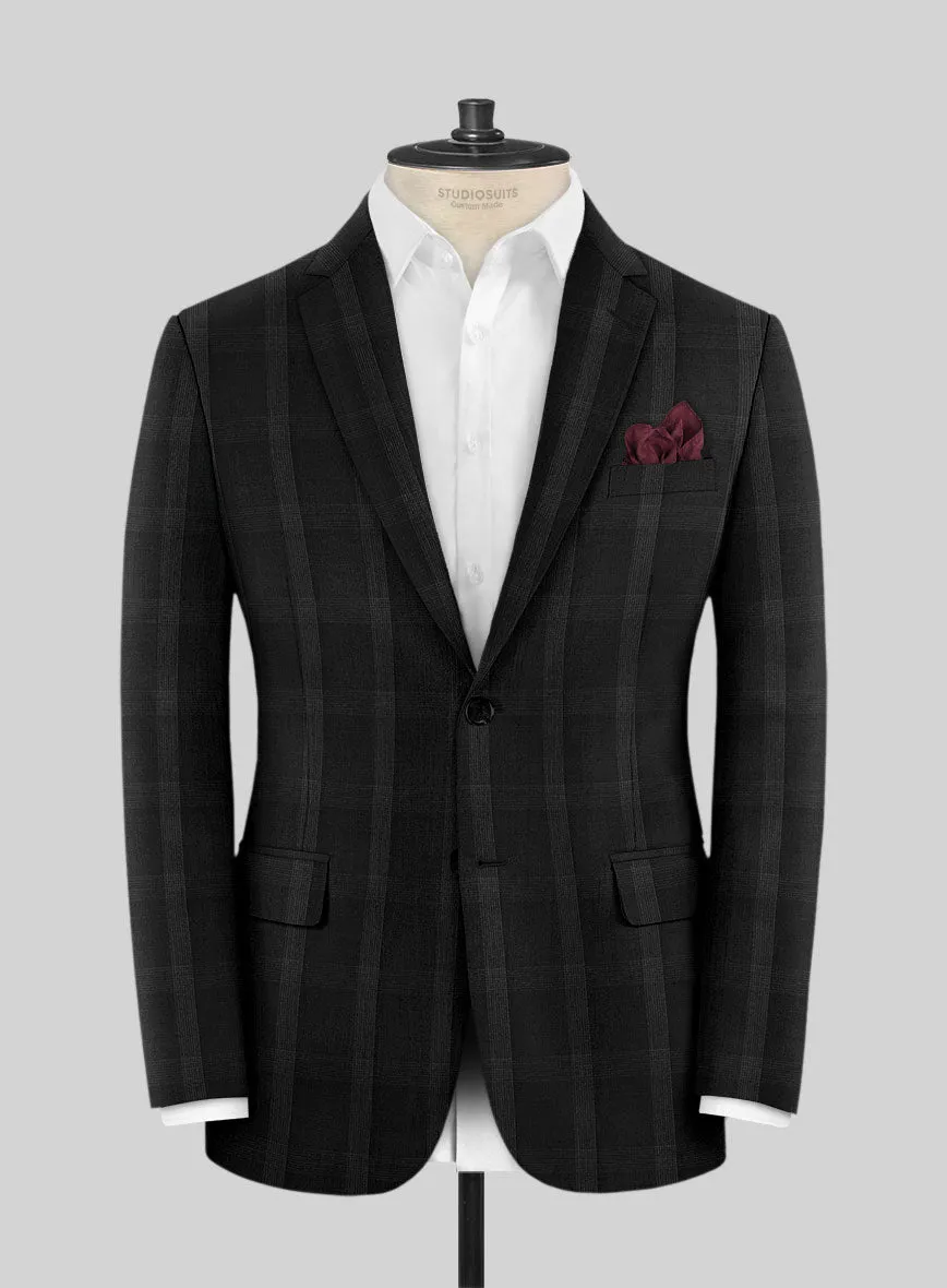 Napolean Artistic Black Check Wool Suit