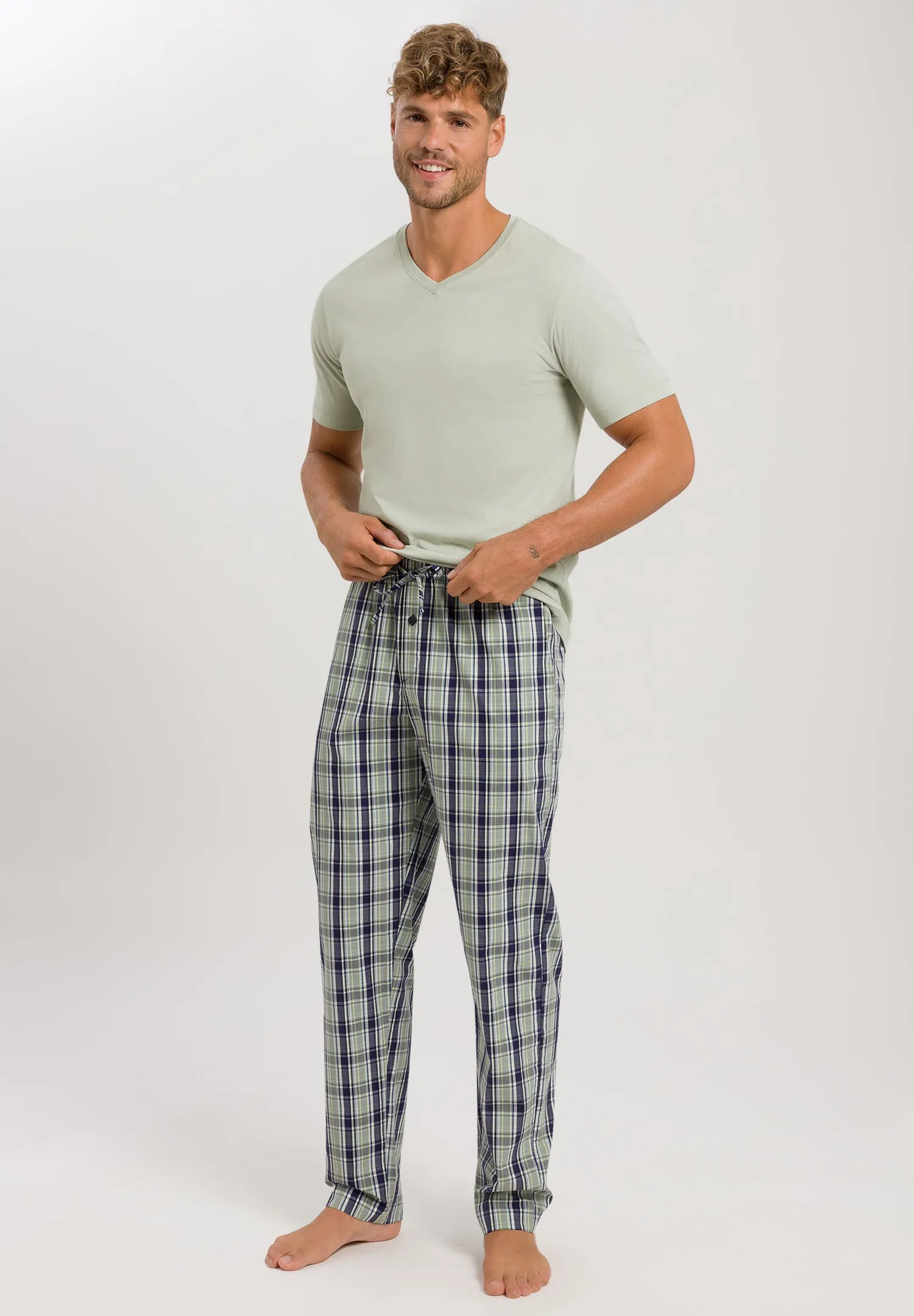 Night And Day Cotton Woven Pajama Pants | Green Check 75114-2873