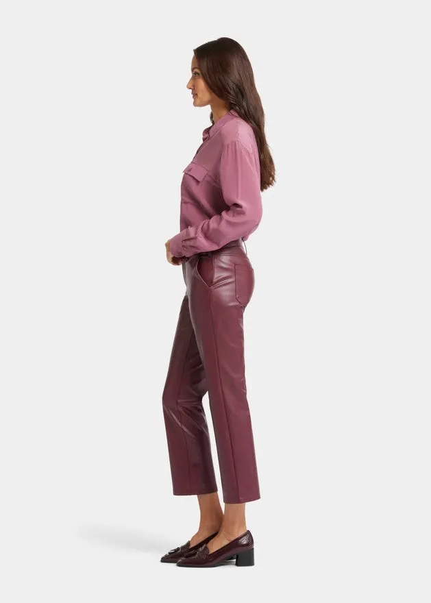 NYDJ - Faux leather Straight Leg Ankle Pants - Tavern