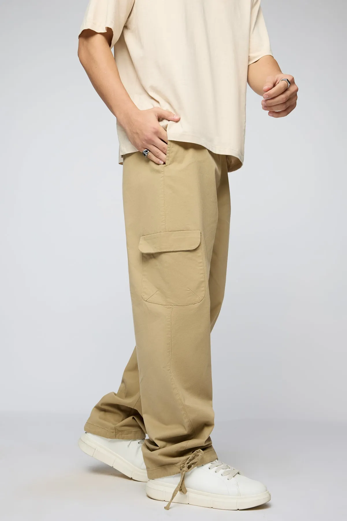 Oak Beige Men's Relaxed Fit Cargo Pants