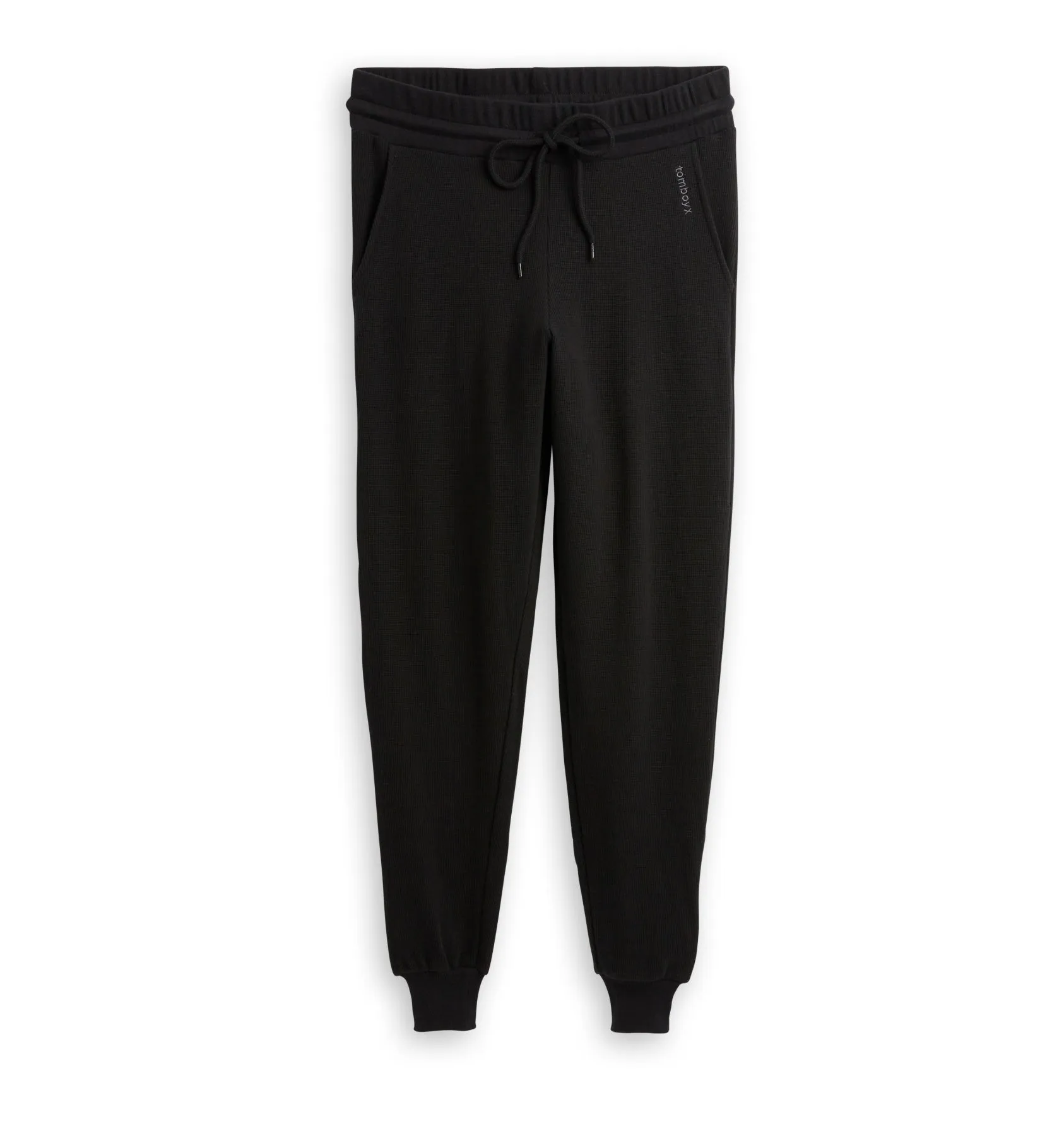 Organic Cotton Waffle Jogger - Black