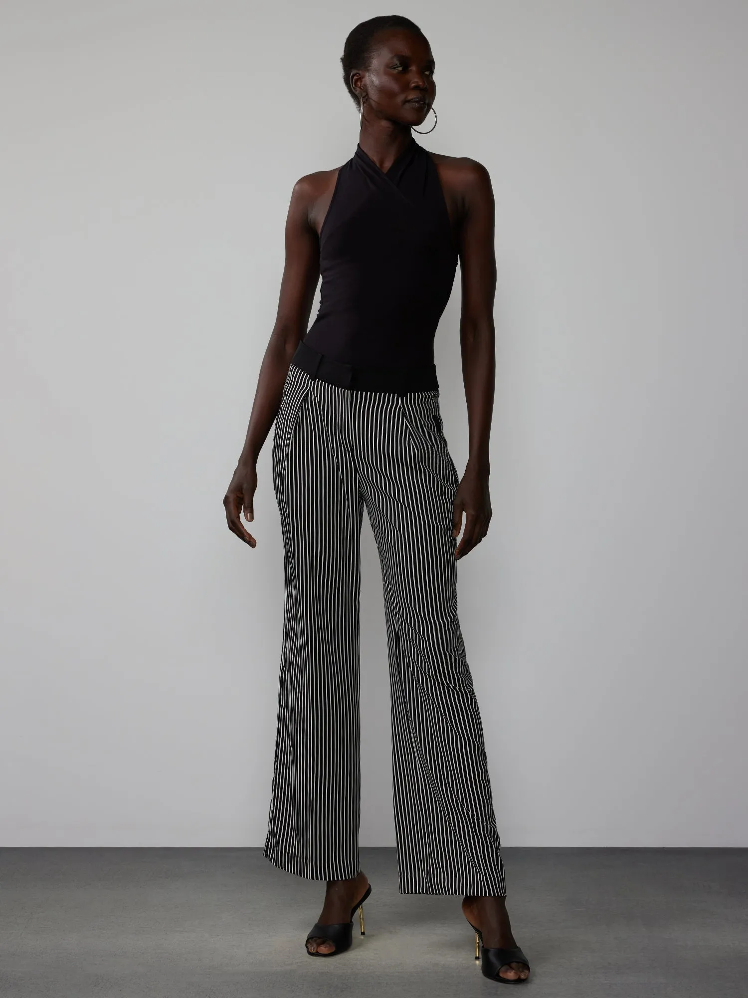 Petite Yarn-Dyed Striped Wide Leg Pant