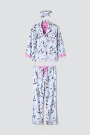 PJ SALVAGE-WILD HEART WESTERN FLANNEL PJ SET-BLUE WHISPER