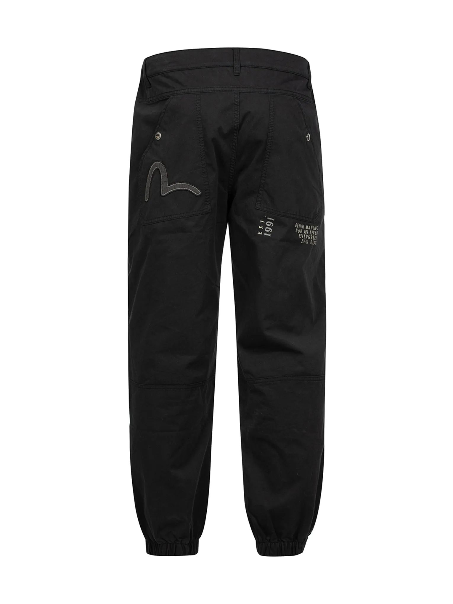 Seagull Appliqué Embroidery and Slogan Print Relax Fit Cargo Pants